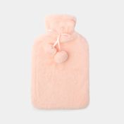 Bolsa para agua caliente con diseño de pompones rosas de 2 litros