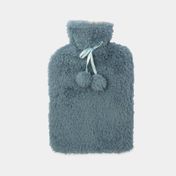 Bolsa para agua caliente con diseño de pompones gris azulado de 2 litros