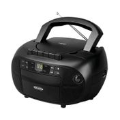 Grabadora Jensen con casetera y lector de CD de 5 W RMS, negra