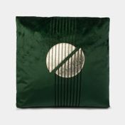 Cojín de 45 x 45 cm con diseño de líneas y figura semicircular verde