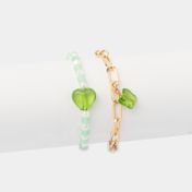 Set x2 pulseras color dorado y verde