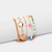 Set x4 pulseras doradas
