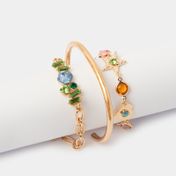 Set x3 pulseras doradas piedras multicolor