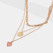 Collar de 3 cadenas con dije de corazón