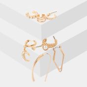 Set x7 aretes asimétricos con dos ear cuff