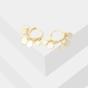 Aretes candongas doradas con discos colgantes