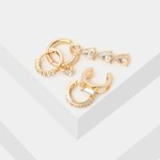 Set x 2 aretes asimétricos y dos ear cuff dorados