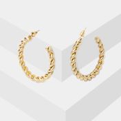 Aretes dorados con diseño semiaro trenzado