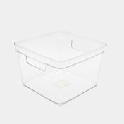 Organizador transparente con manijas de 14.5 x 22.3 x 21 cm