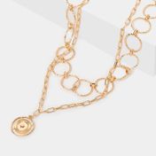 Collar de 2 cadenas con aros y dije de corazón
