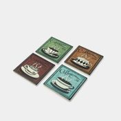 Portavasos en cerámica x 4 piezas diseño de tazas