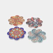 Portavasos en cerámica x 4 piezas diseño de mandalas