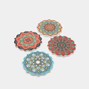 Portavasos en cerámica x 4 piezas diseño flor de loto