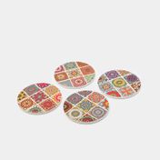 Portavasos en cerámica x 4 piezas diseño de mandalas