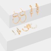 Set x 7 aretes con 3 ear cuff dorados