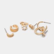 Set x 5 aretes y ear cuff con piedras