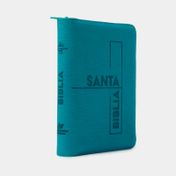 Biblia reina Valera 1960: azul jade canto blanco qr