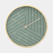Reloj de pared circular de 30 cm verde con borde beige