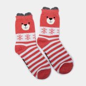 Medias Henney Bear color salmón, diseño de osos y líneas, talla única