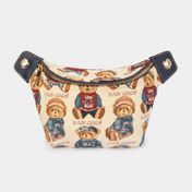 Bolso crossbody Henney Bear con cadena removible, beige y azul