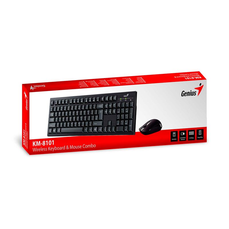 Combo de teclado mouse inalambrico Genius KM 8101 negro