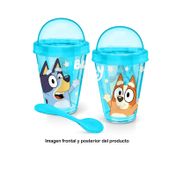 Vaso de 354 ml con tapa diseño de Bluey + cuchara