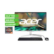 All in One Acer Aspire C24, 23.8", AMD 7 Core Ryzen 5 5500U, RAM 8 GB, 512 GB SSD, W11, negro