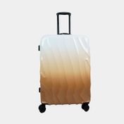 Maleta de viaje con ruedas de 24" con diseño degradé, blanco con café