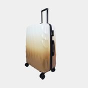 Maleta de viaje con ruedas de 24" con diseño degradé, blanco con café