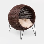 Cama ovalada con soporte para mascota de 38 x 38 x 42 cm, café