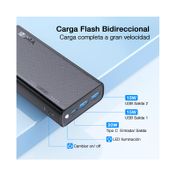 Cargador portable USB-C de 20.000 mAh 3A, negro