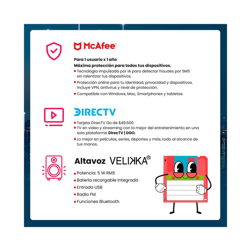 combo-antivirus-mcafee-altavoz-velikka-tarjeta-directv-go-3-677159