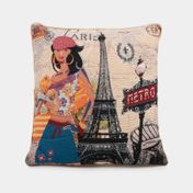 Cojín de 45 x 45 cm con diseño chica en Paris