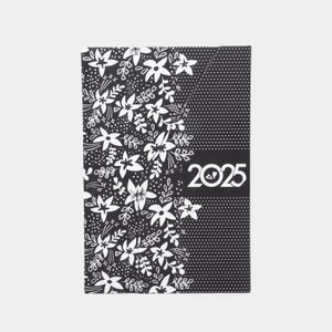 Agenda diaria practica  2025 flores blancas