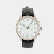 Reloj análogo con pulso en cuero sintético y  tablero blanco