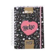 Agenda diaria de 19 x 13 cm  premium 2025 argollada Hello