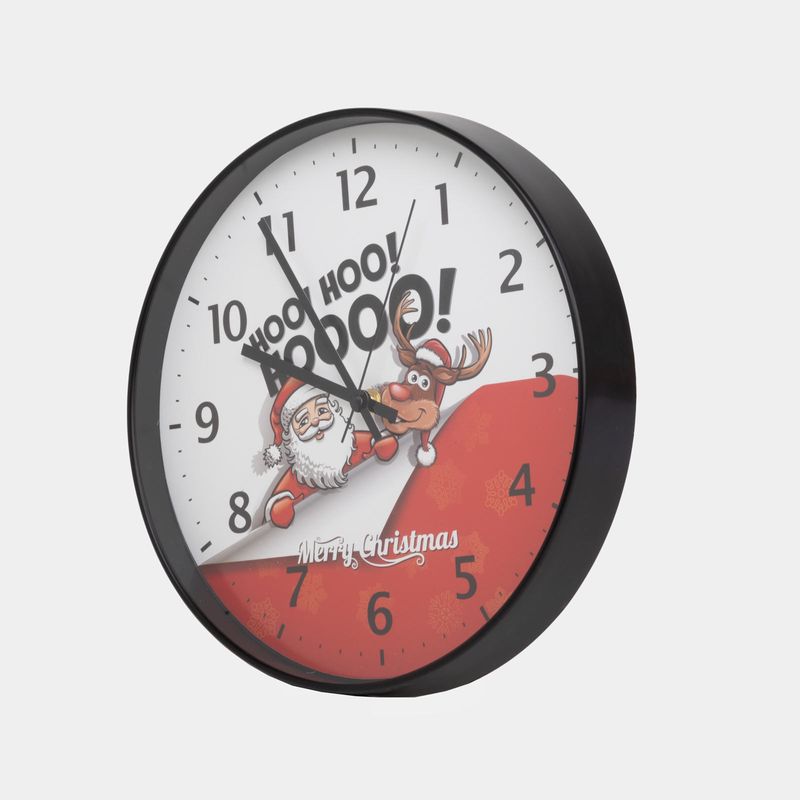 Reloj de pared navideno de 30 cm Santa con reno