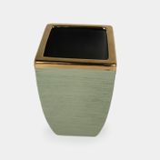 Matera de 24 cm verde con borde dorado