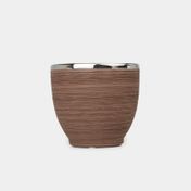 Matera de 8.8 cm marrón con borde plateado