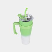 Termo de 1200 ml con pitillo, blanco con verde