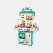 Cocina infantil con luz, sonido y accesorios  x 42 piezas,  azul con beige