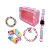 Reloj digital infantil tablero cuadrado con pulseras y moño