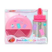 Portacomidas de 4.5 x 15 cm con botella rosado