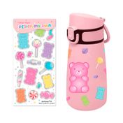 Botella de 350 ml con sticker, rosada
