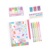 Set diario con bolígrafos, gemas y stickers