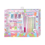 Set diario con bolígrafos, gemas y stickers