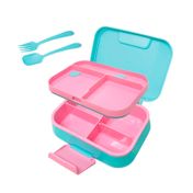 Portacomidas de 7 x 21.2 cm 2 niveles con compartimientos y cubiertos