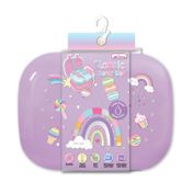 Portacomidas de 4 x 21 cm morada con rosado
