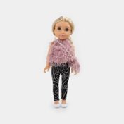 Muñeca de 45 cm con buso y bolso, rosado