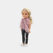Muñeca de 45 cm con buso y bolso, rosado